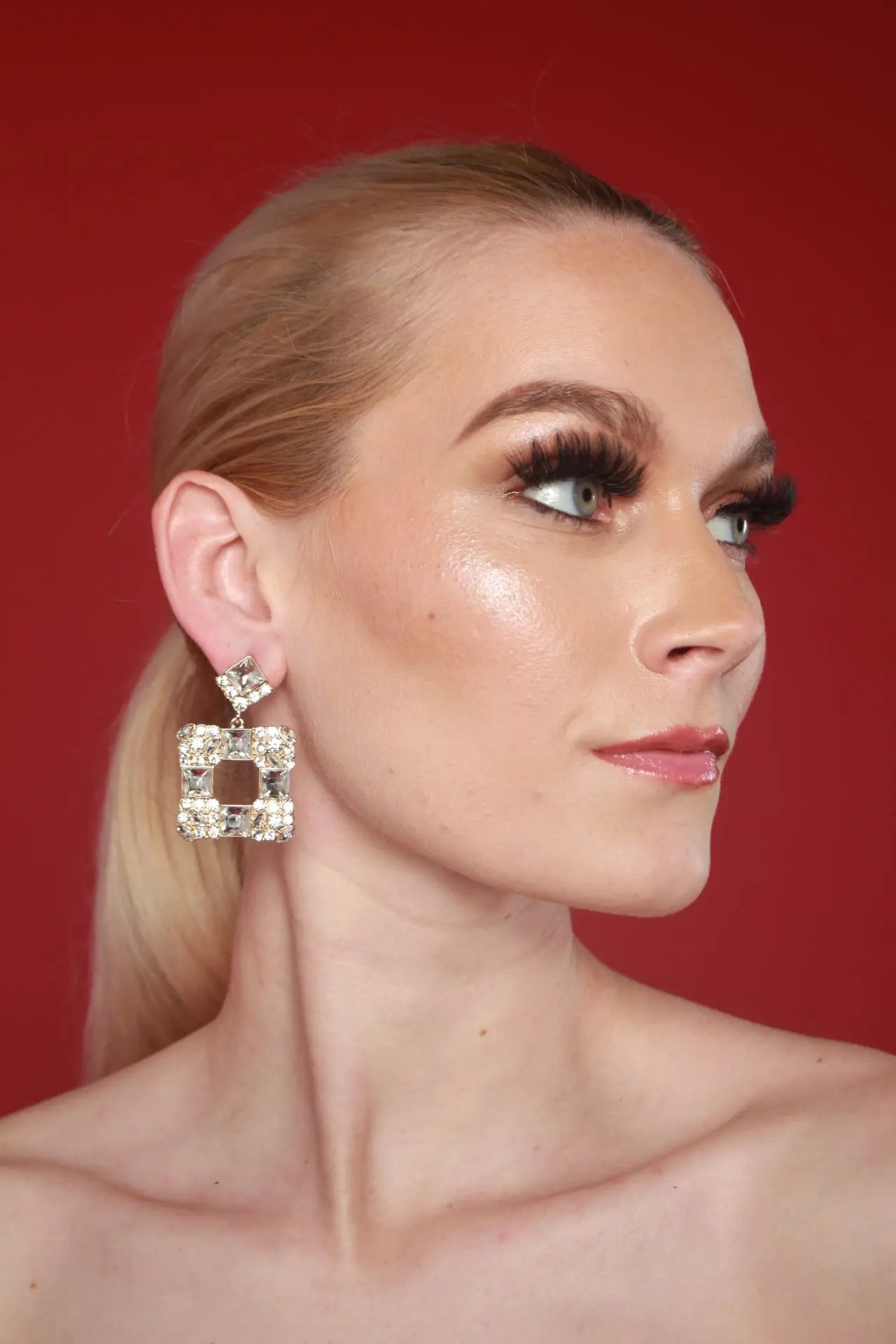 Daphne Square Crystal Earring - Maison Georgette statement earring jewelry