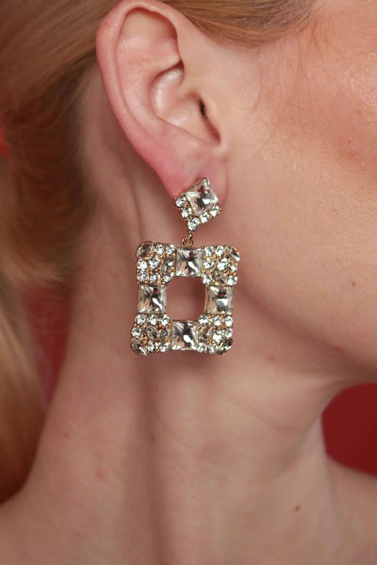 Daphne Square Crystal Earring - Maison Georgette statement earring jewelry