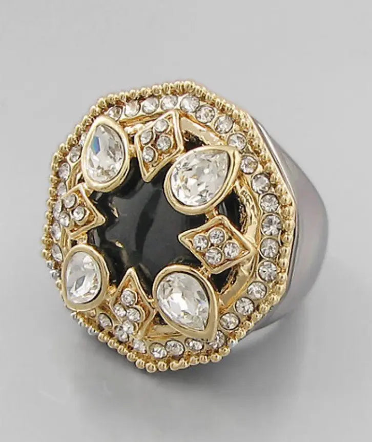 Luxurious gold & black ring Ebony Cocktail Ring perfect for a stylish statement in luxury women's rings.
